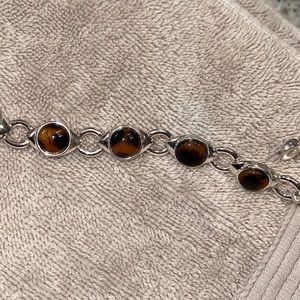 Silver and brown stones bracelet